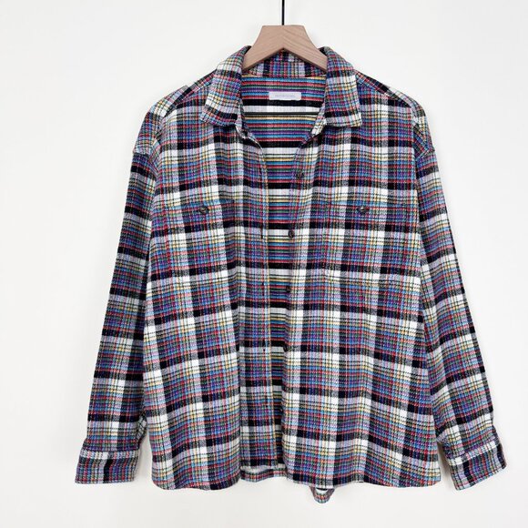 Outerknown Blanket Shirt Sierra Flannel Oversized Plaid Light Shacket Top Pride - Picture 9 of 10
